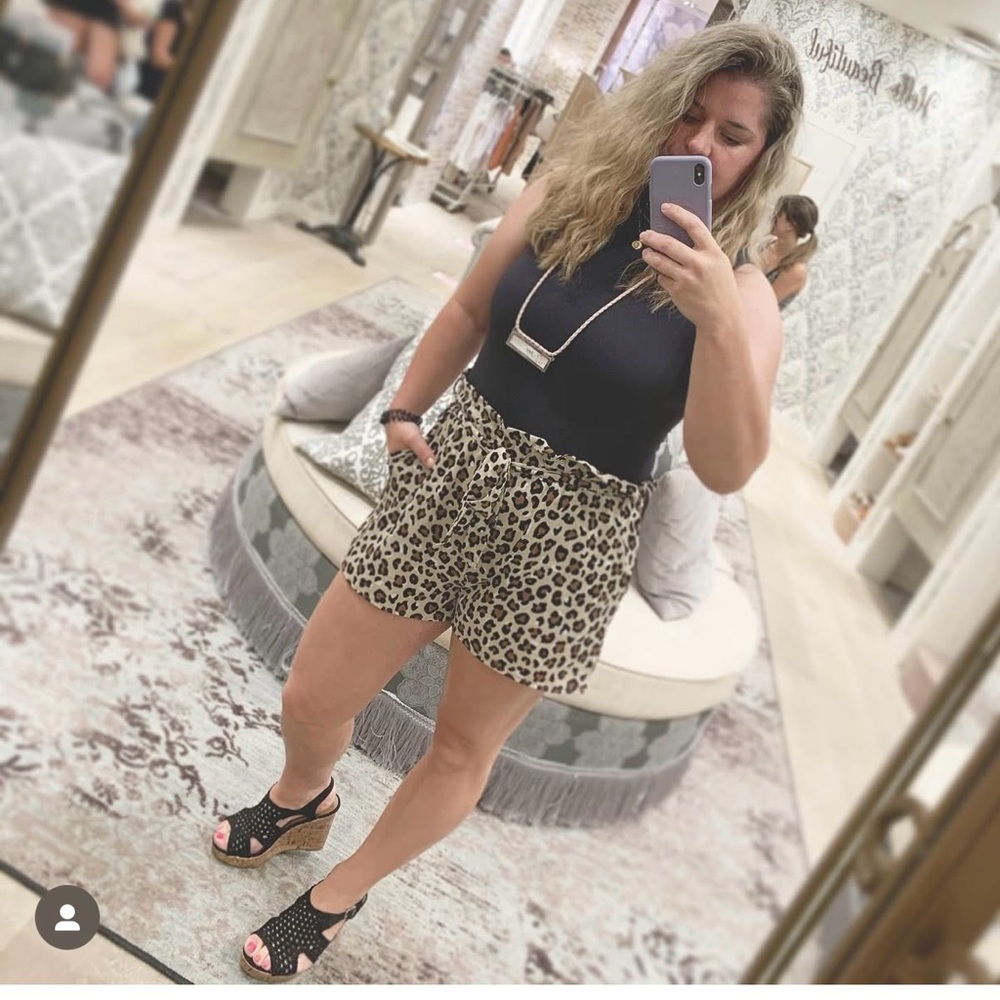 Altar'd State Leopard Print High Waist Shorts